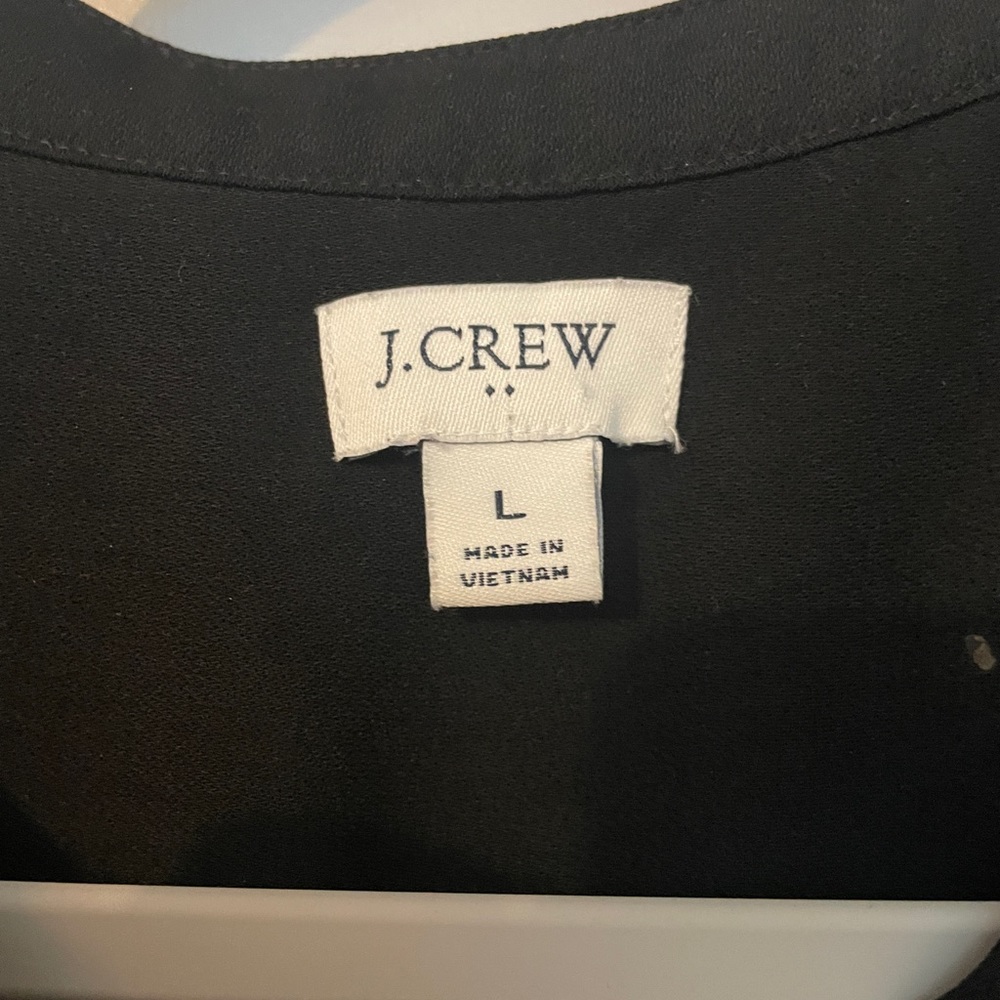 ew J Crew Size Large Black Cuffed Camp Shirt Jumpsuit Womens Button Pockets - Picture 6 of 10